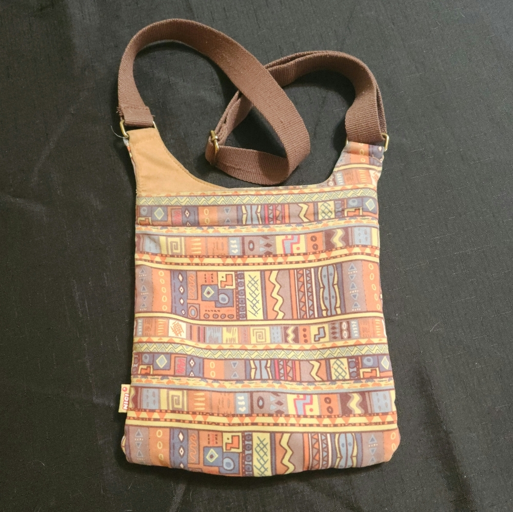 Nici Aztec print crossbody bag. Grasshopper cartoons.
